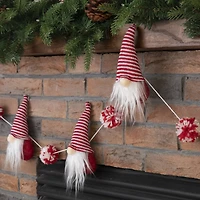 Glitzhome® 6ft. Red & White Fabric Christmas Gnome Garland
