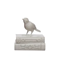 6" White Bird on Books Tabletop Décor by Ashland®