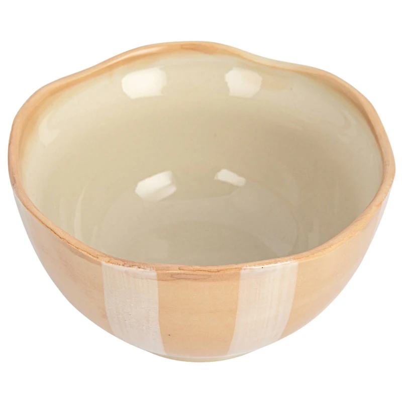 Hello Honey® 5" Brown & White Striped Hand-Painted Stoneware Bowl, 3ct.