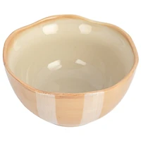 Hello Honey® 5" Brown & White Striped Hand-Painted Stoneware Bowl, 3ct.