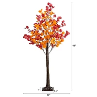 5ft. Pre-Lit Bright Autumn Eucalyptus Artificial Fall Tree with 300 Warm White LED Lights