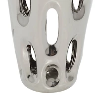 Silver Ceramic Contemporary Vase, 16" x 6" x 6"