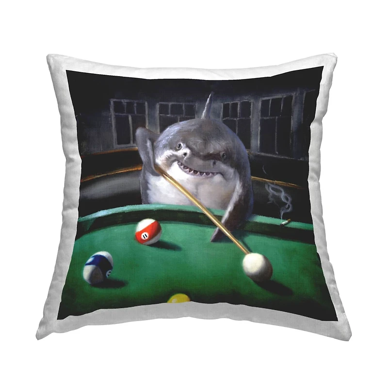 Stupell Industries Pool Shark Humorous Animal Marine Life Pub Throw Pillow, 18" x 18"