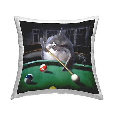 Stupell Industries Pool Shark Humorous Animal Marine Life Pub Throw Pillow, 18" x 18"
