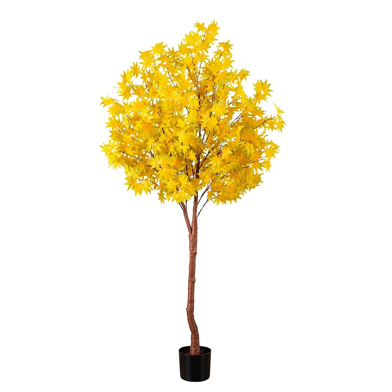 6ft. Pre-Lit Yellow Autumn Maple Artificial Fall Tree with 350 Warm White LED Lights