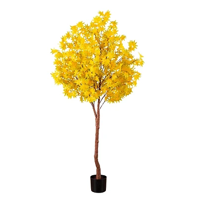 6ft. Pre-Lit Yellow Autumn Maple Artificial Fall Tree with 350 Warm White LED Lights