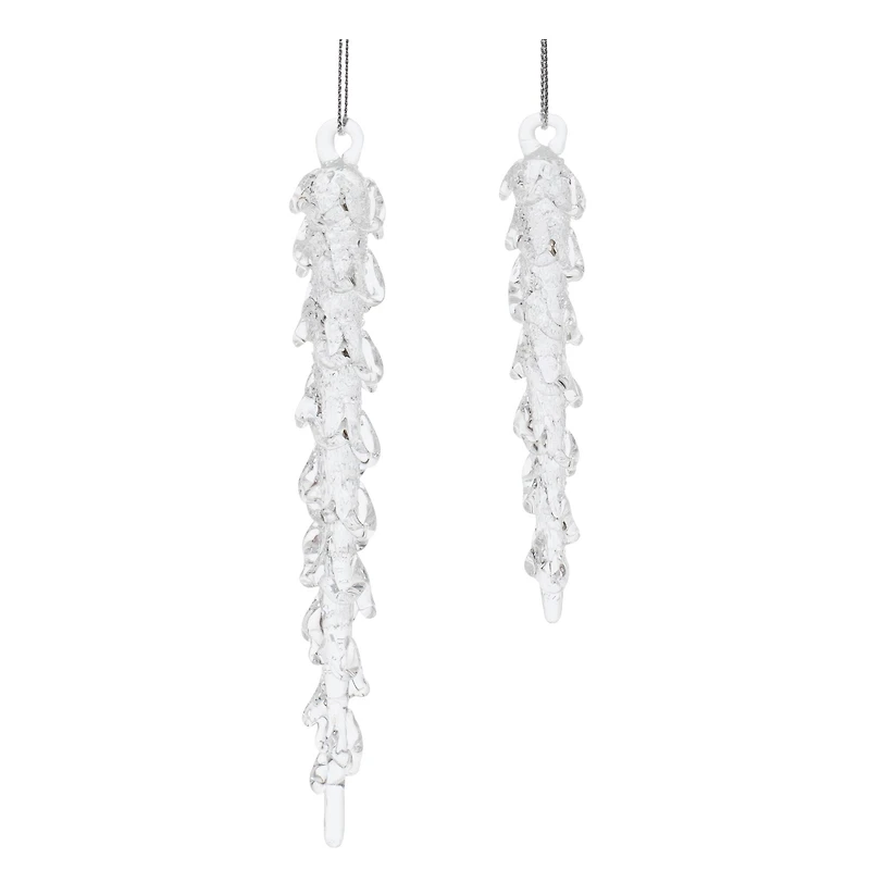 Dripping Glass Icicle Drop Ornaments Set