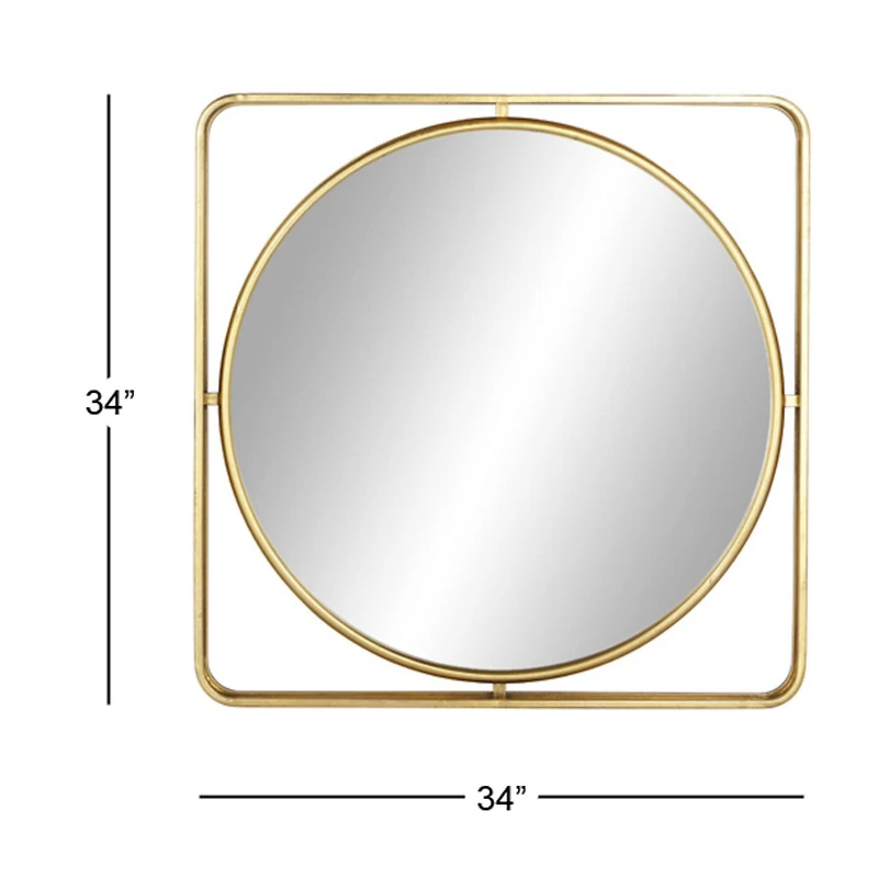 Gold Contemporary Metal Wall Mirror, 34" x 34"