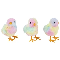4.5" Plush Tie Dye Easter Chick Figurines, 3ct.