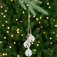 Cascading Christmas Jingle Bell Ornaments - 13.5" - White - Set of 2