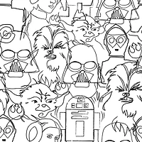 RoomMates Black Star Wars™ Saga Line Sketches Peel and Stick Wallpaper