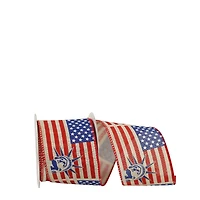 JAM Paper 2.5" x 10yd. Lady Liberty & Flag Wired Ribbon