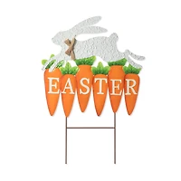 Glitzhome® 24" Metal Bunny & Easter Carrots Yard Stake