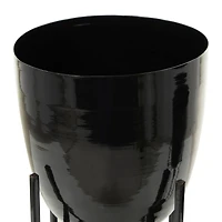 Black Metal Modern Planter, Set of 2" 32", 24"