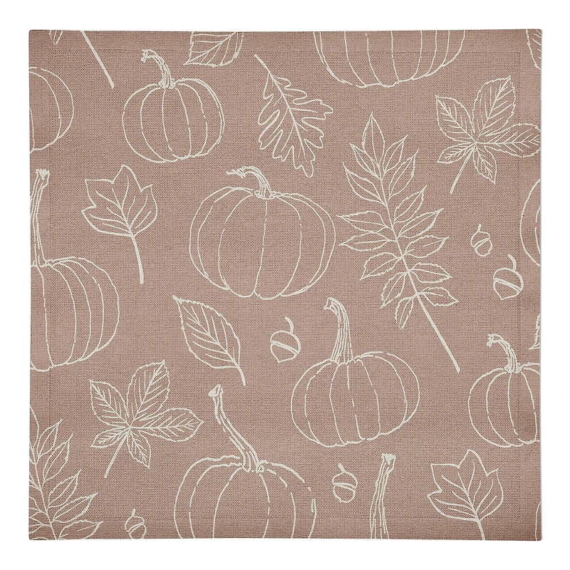 Dusty Rose Fall Pattern Cotton Twill Napkin