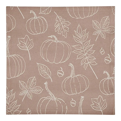 Dusty Rose Fall Pattern Cotton Twill Napkin