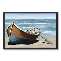 Single Boat Black Framed Canvas Wall Art