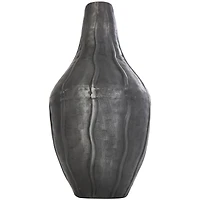 13" Black Metal Snakeskin Inspired Vase with Dimensional Wavy Accents
