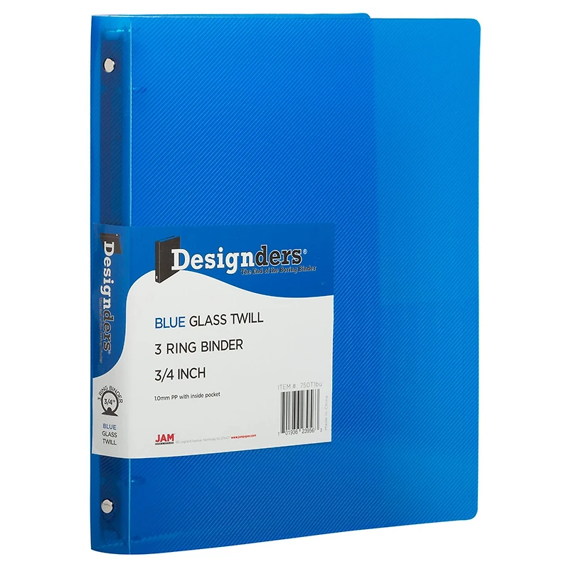 JAM Paper 0.75" Glass Twill Plastic 3-Ring Binder