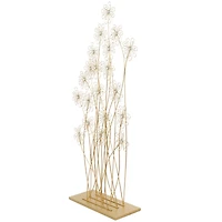 5ft. Gold Metal Tall Floral Sculpture with Crystal Embellishments