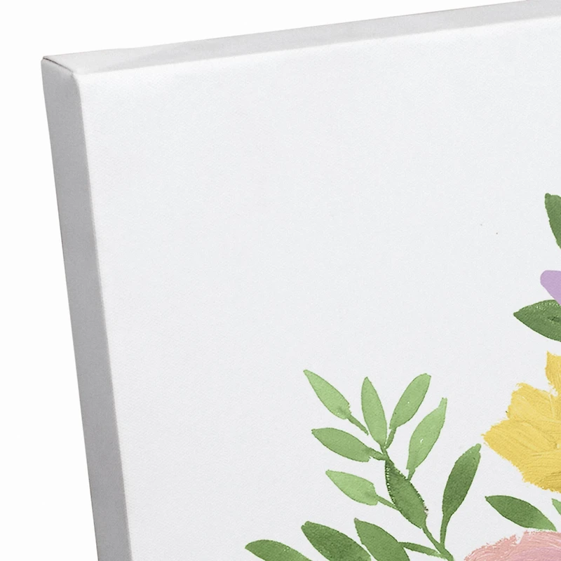 Happy Easter Floral Bunny 16" x 16" Canvas Wall Art