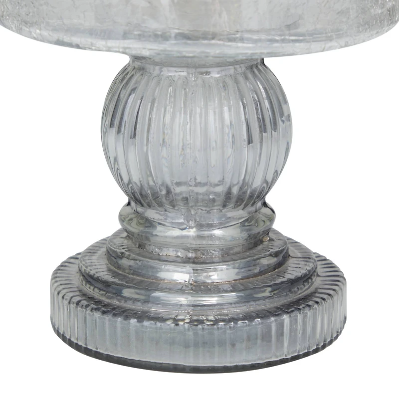 Black Glass Traditional Candle Holder, 10" x 6" x 6"