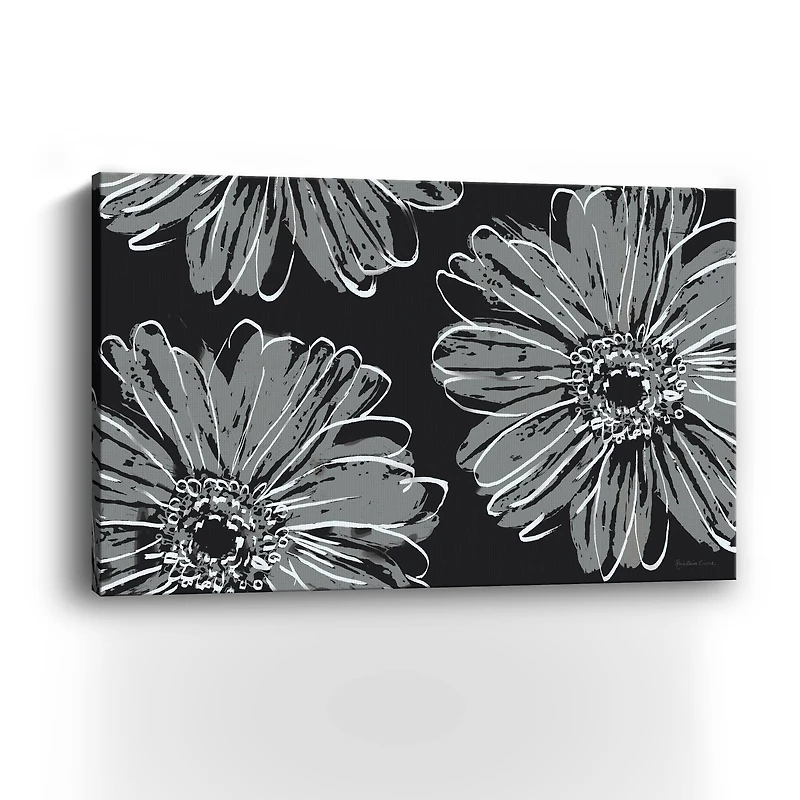 Flower Pop Sketch VII Black Bg Canvas Giclee