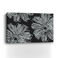 Flower Pop Sketch VII Black Bg Canvas Giclee