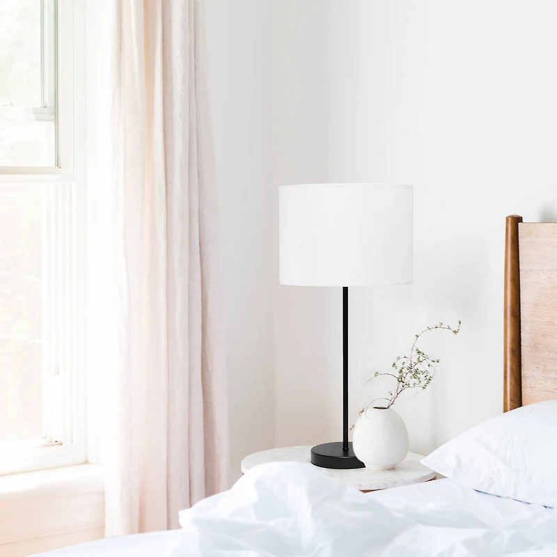 Simple Designs 23" White Fabric Shade Lamp