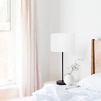 Simple Designs 23" White Fabric Shade Lamp