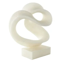 19.5" White Polystone Abstract Twisted Wave Decorative Sculpture with Elevated Base