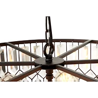 Black Iron Glam Drum Chandelier, 13" x 24" x 24"