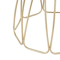 21.5" Gold Metal Flower Inspired Accent Table with Cream Marble Tabletop