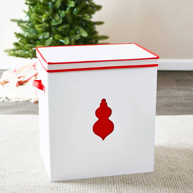 Household Essentials Red & White Ornament Storage Box