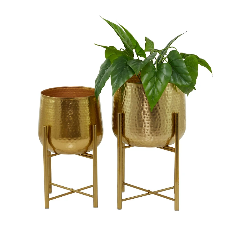 Gold Modern Planter, Set of 2" 17", 19"