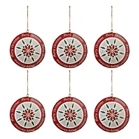 6" Merry Christmas Snowflake Metal Disc Ornaments, 6ct.