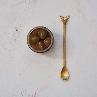 Hello Honey® 8" Gold Reindeer Handle Brass Cocktail Spoon