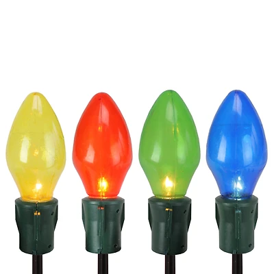 4ct. Multicolor Jumbo C7 Bulb Christmas Pathway Marker Lawn Stakes