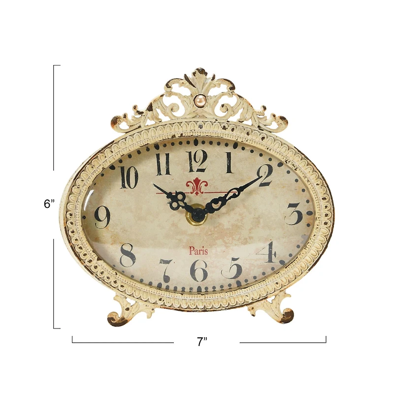 Hello Honey® 6.5" Distressed Pewter Mantel Clock