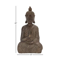 21" Brown Bohemian Polystone Buddha Sculpture