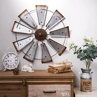 Glitzhome® 22" Farmhouse Metal Galvanized Wind Spinner Wall Décor