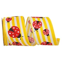 JAM Paper 2.5"x 10yd. Wired Ladybugs & Stripes Ribbon
