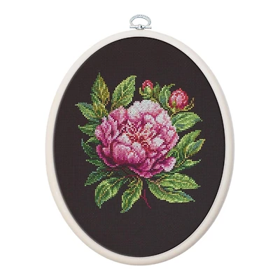 Luca-S Peter Brand Peony Counted Cross Stitch Kit with Display Hoop