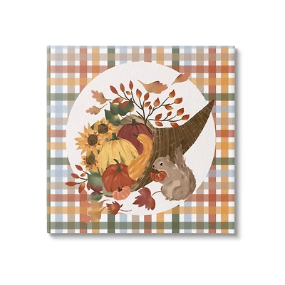 Stupell Industries Abundant Harvest Tartan Cornucopia Canvas Wall Art
