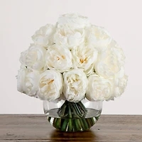 Wedding Collection 15in. Artificial Peony Arrangement in Glass Vase