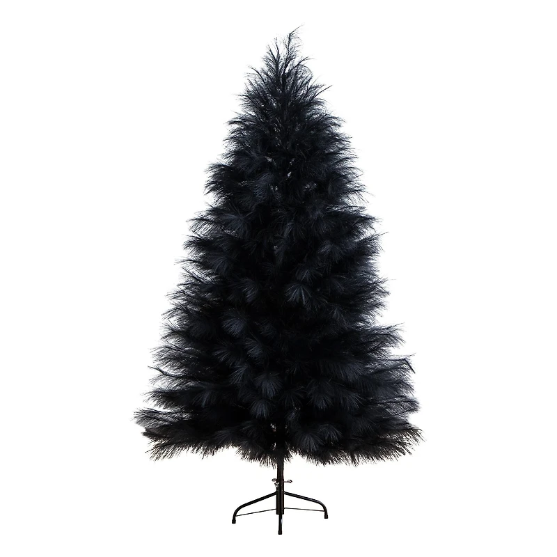 6ft. Artificial Halloween Black Pampas Grass Christmas Tree