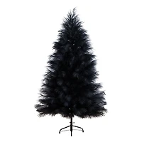 6ft. Artificial Halloween Black Pampas Grass Christmas Tree