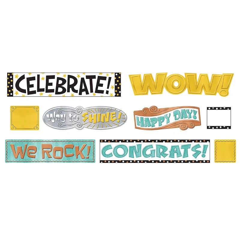 I Heart Metal WipeOff® Celebration Signs Mini Bulletin Board Set, 9ct.