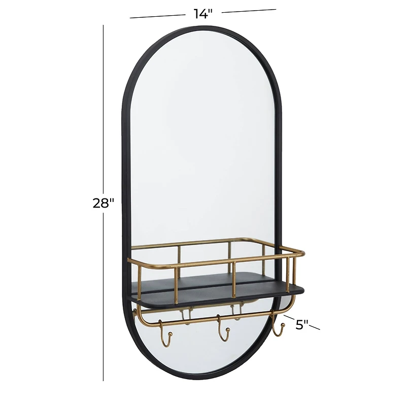 Black Metal Modern Wall Mirror, 14" x 5" x 28"