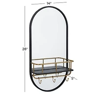 Black Metal Modern Wall Mirror, 14" x 5" x 28"